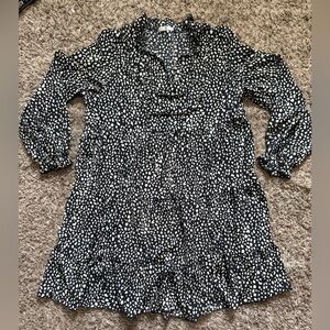 Large Black and Off White Polka Dot Dress